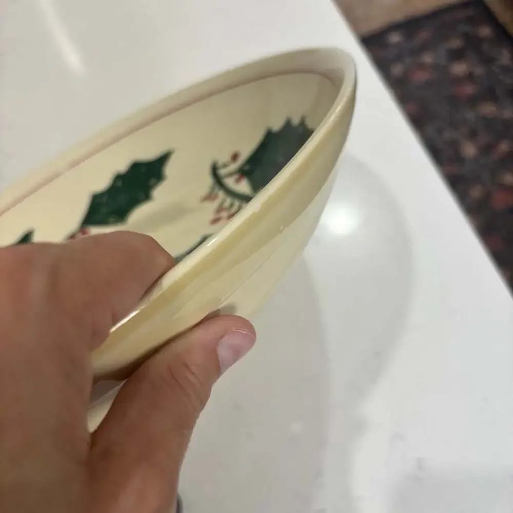 La Primula 12.5” Christmas Holly Bowl Salad Pasta Dish Made In Italy